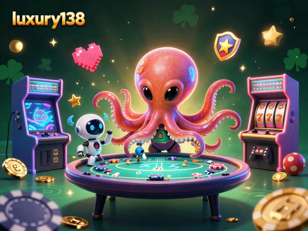 Experience engaging gameplay with luxury138 at a vibrant holographic poker table surrounded by exciting game elements.