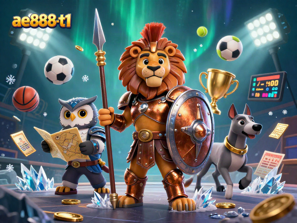 Engage with ae888-t1 at a thrilling casino event featuring a Spartan lion, owl strategist, and greyhound messenger.
